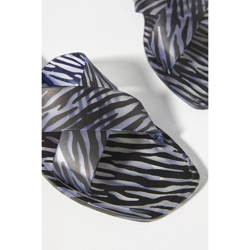 Anthropologie Women's Matisse Jelly Slide Sandals Black White Sz 7 NWT 58